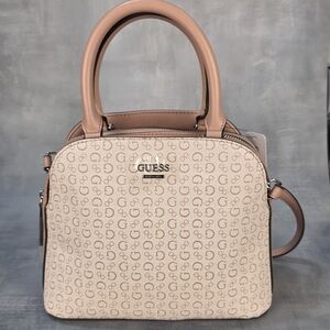 GUESS Kamri Logo Mini-Dome Satchel Beige Women's Handbag